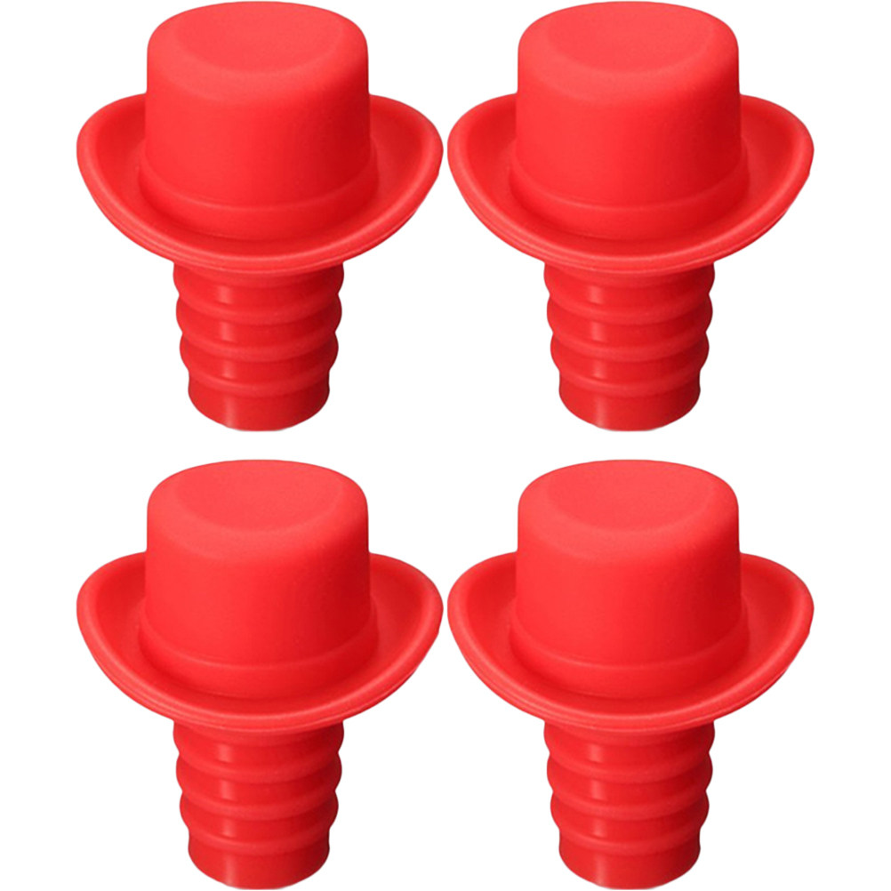 4Pcs Silicone Wine Bottle Stop - Wine Beer Hat review and price